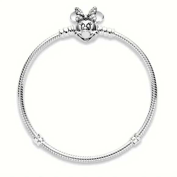 Disney Minnie Mouse 925 Sterling Silver Plated Charm Bracelet - Picture 6 of 8